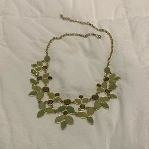 Mint green, gold and taupe statement necklace